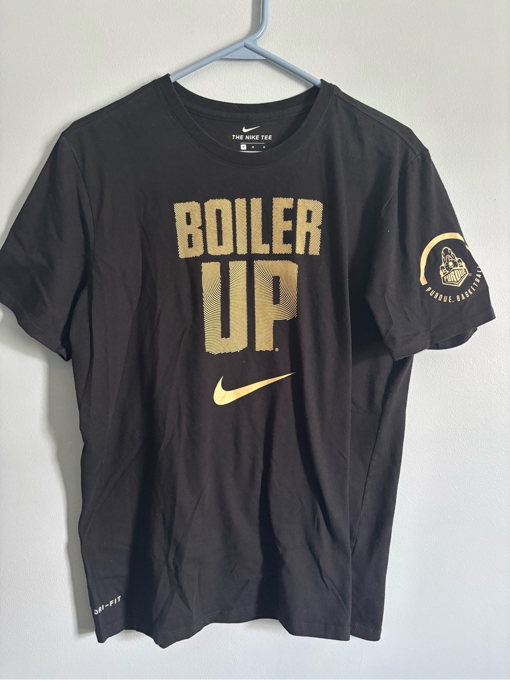 Nike Black Tee with Gold Purdue Basketball Logo